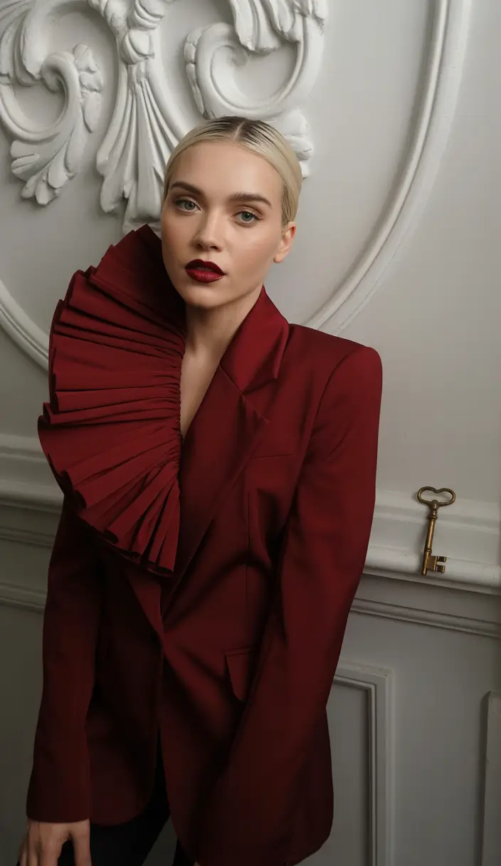 trendy fall outfits Structured Drama in Wine Red