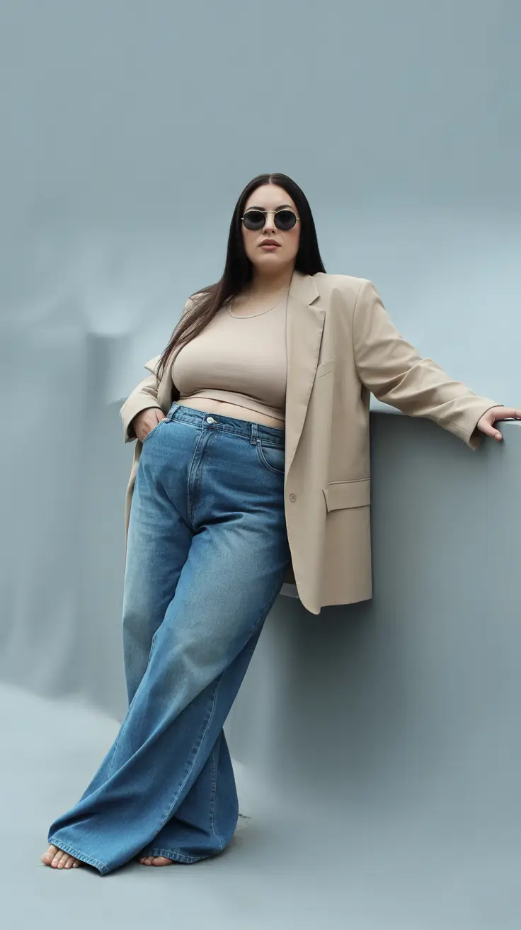 plus size fall fashion Nude & Denim: The New Minimalist Uniform