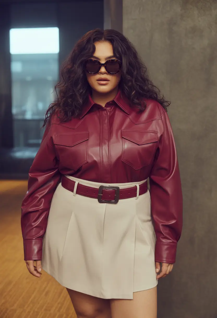 plus size fall fashion Western Femme Energy in Leather and Cream