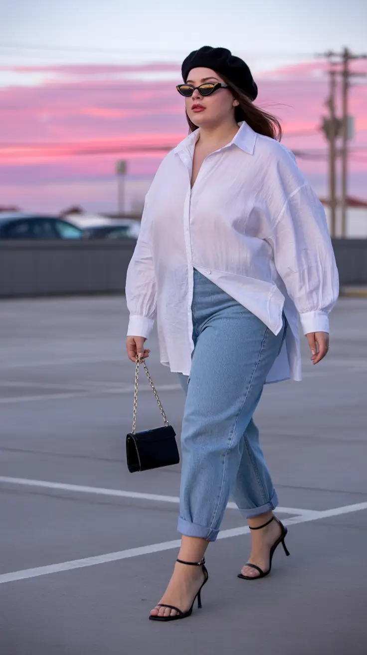 plus size fall fashion Parisian Cool Meets American Denim