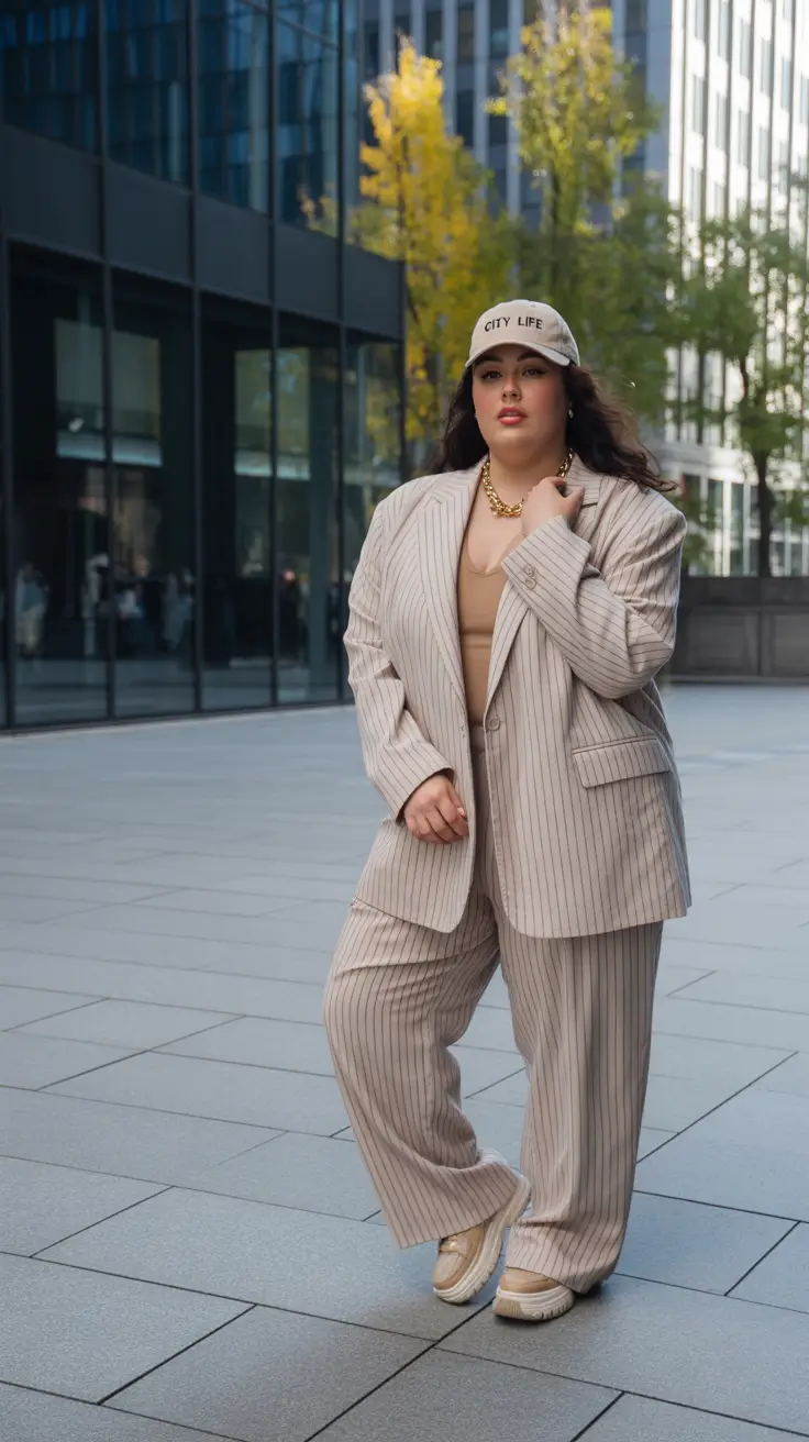 plus size fall fashion City Suiting With Sporty Sass
