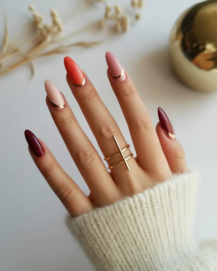 Fall red Gradient Wine Tones with Golden Edges