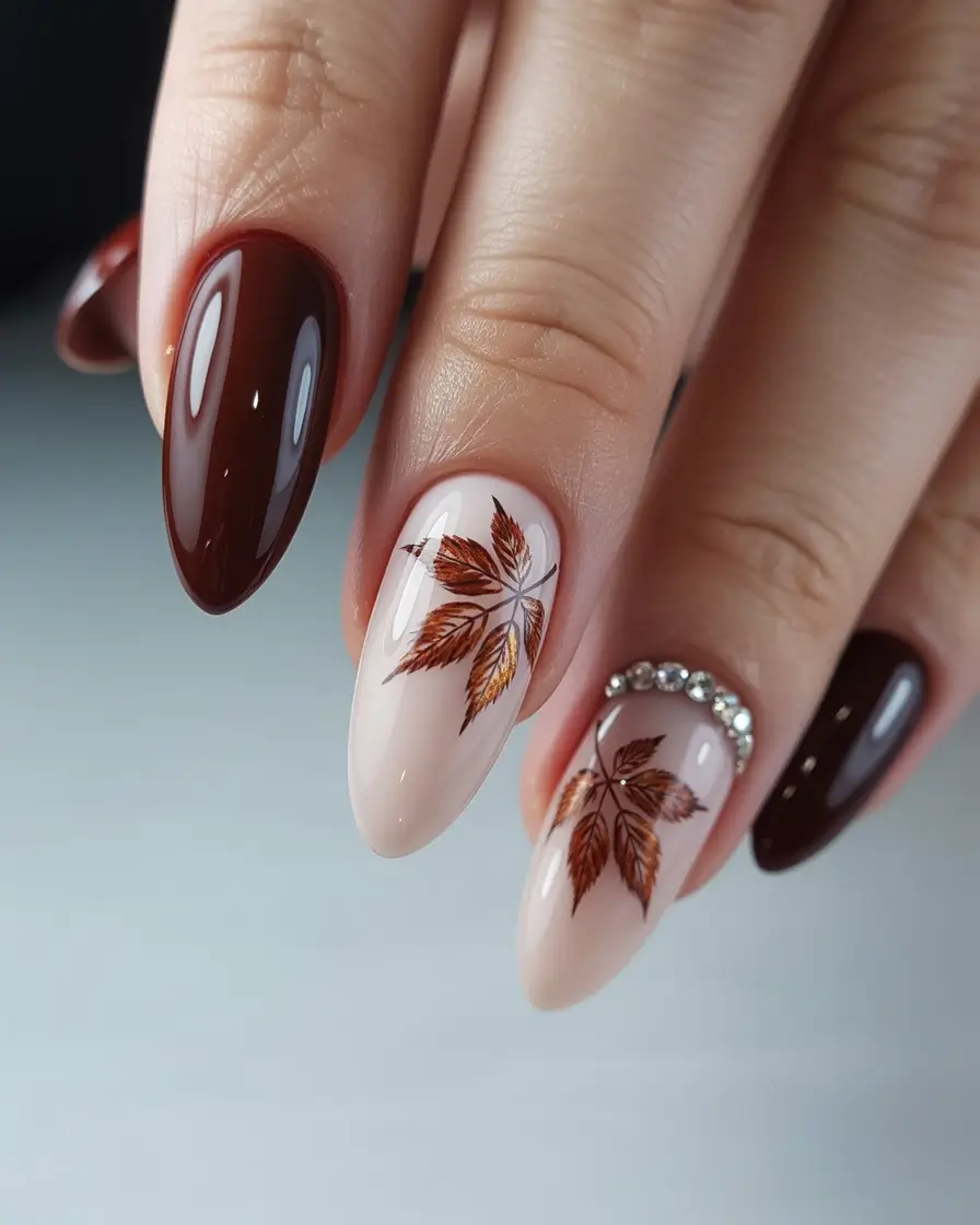 Fall red Maple Leaves & Chocolate Gloss