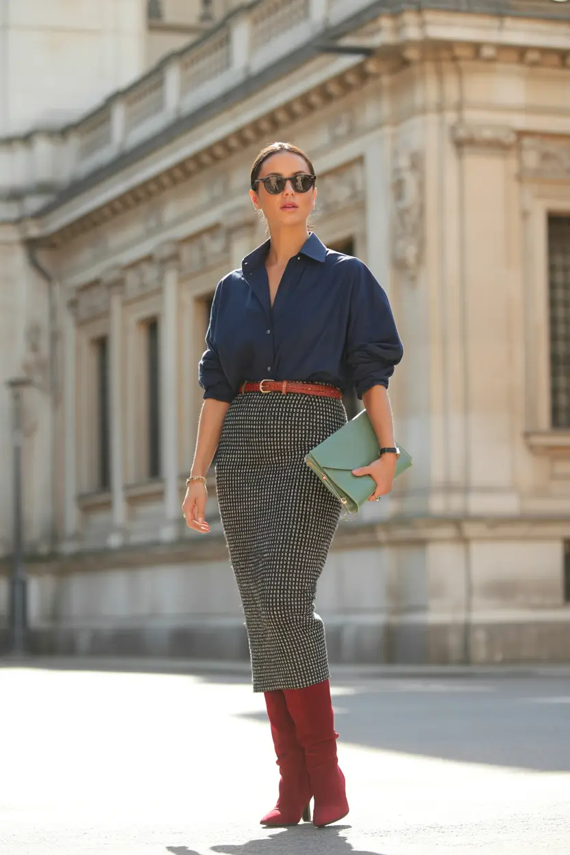 September outfits Workwear Sophistication with Color Play