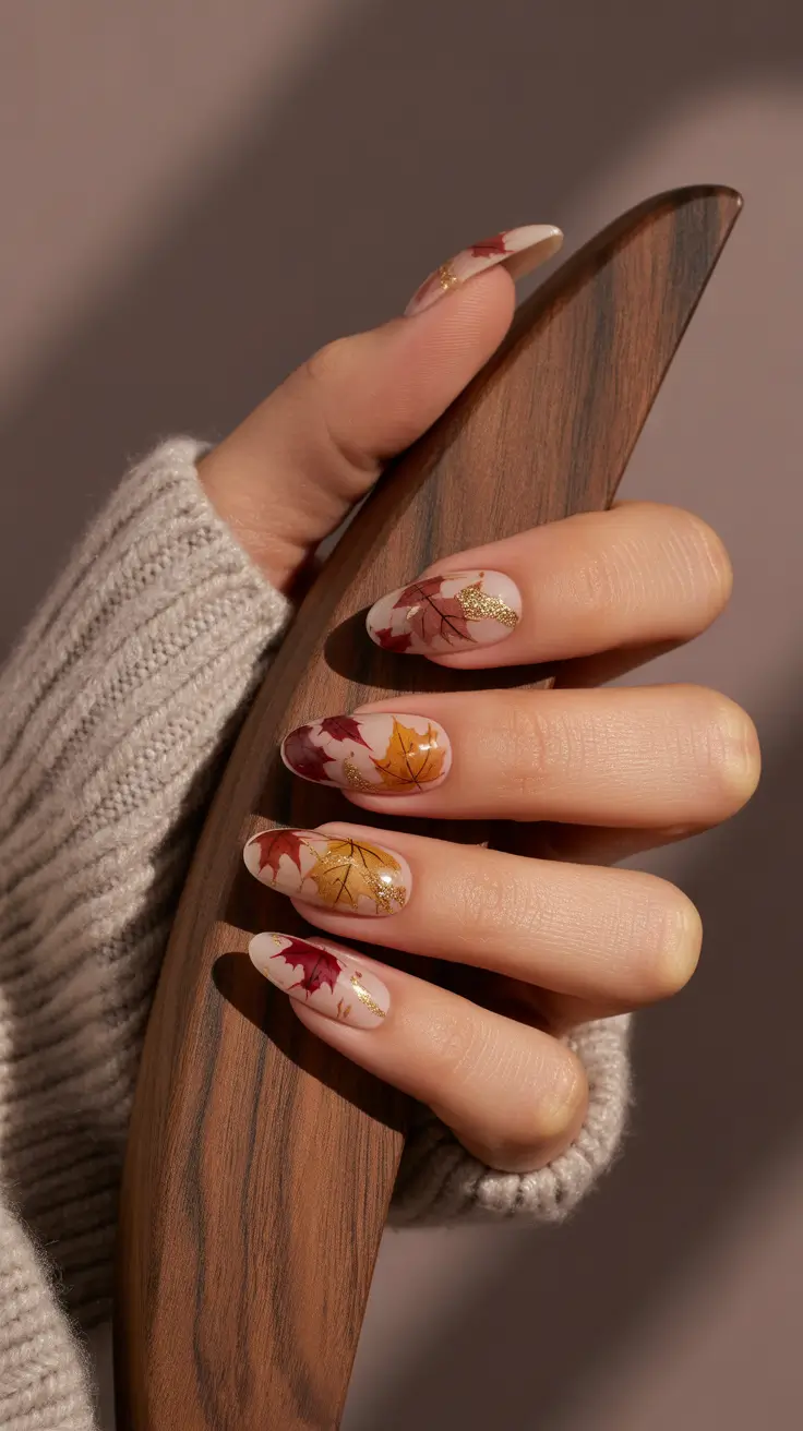 Falling Leaves Fantasy+Subtle fall nails 2025
