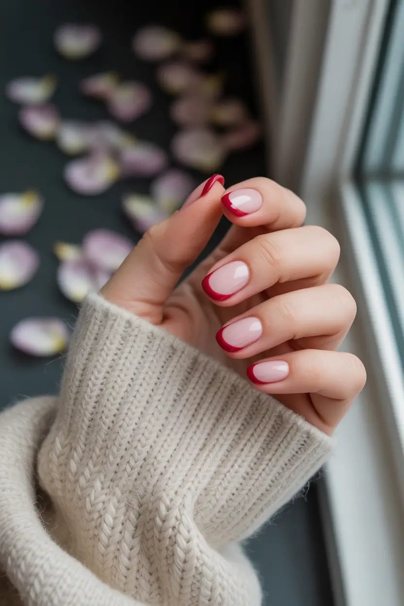 Glossed Cherry French+Subtle fall nails 2025