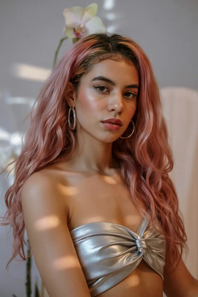 Fall Hair Color Ideas for Deep Skin+Sunset Rose Melt for the Bold Hearts