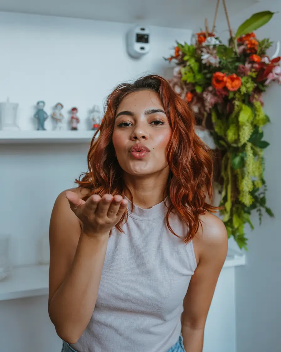 Fall Hair Color Ideas for Deep Skin+Toasted Auburn Bob with Kissable Shine