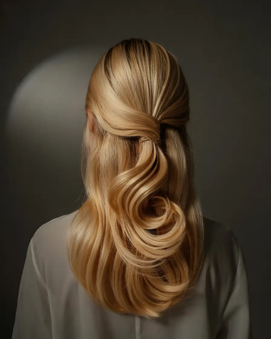 Fall Hair Color Ideas for Deep Skin+Silken Buttery Blonde with Sculpted Volume