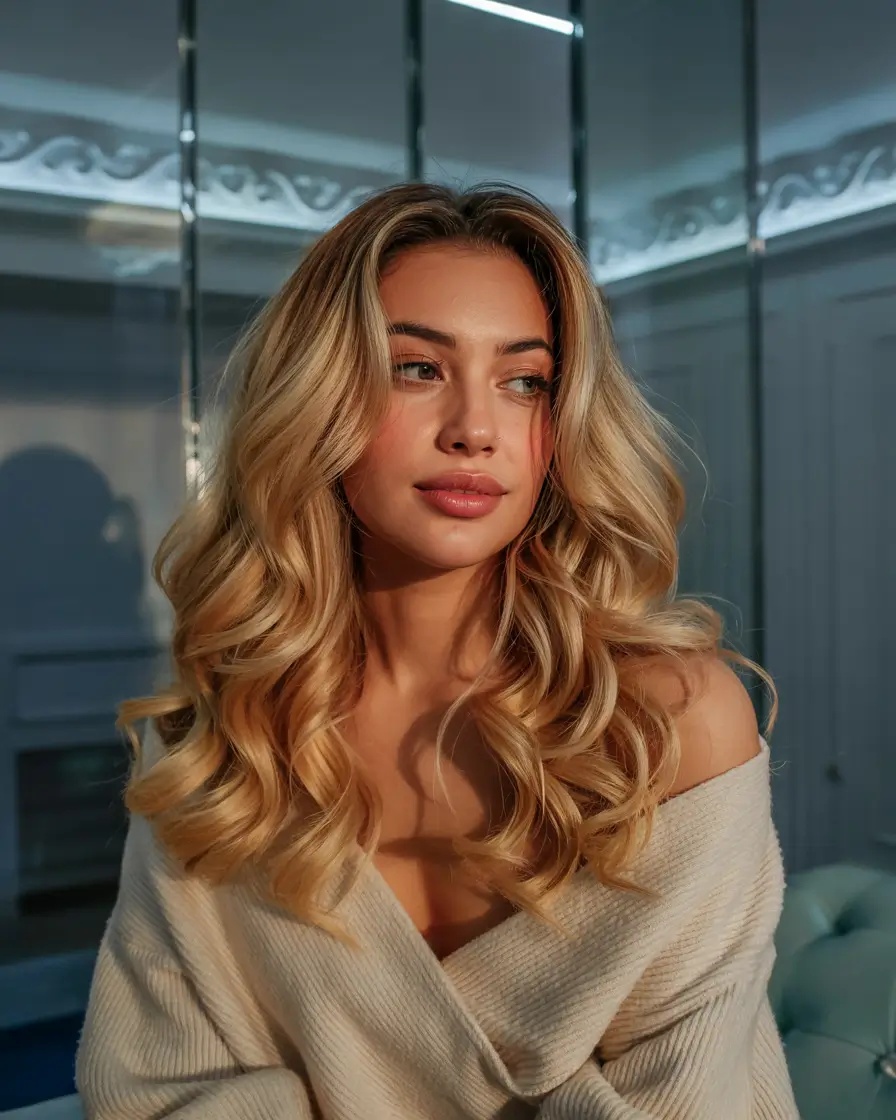 Fall Hair Color Ideas for Deep Skin+Amber Blonde With Vintage Movie Star Volume