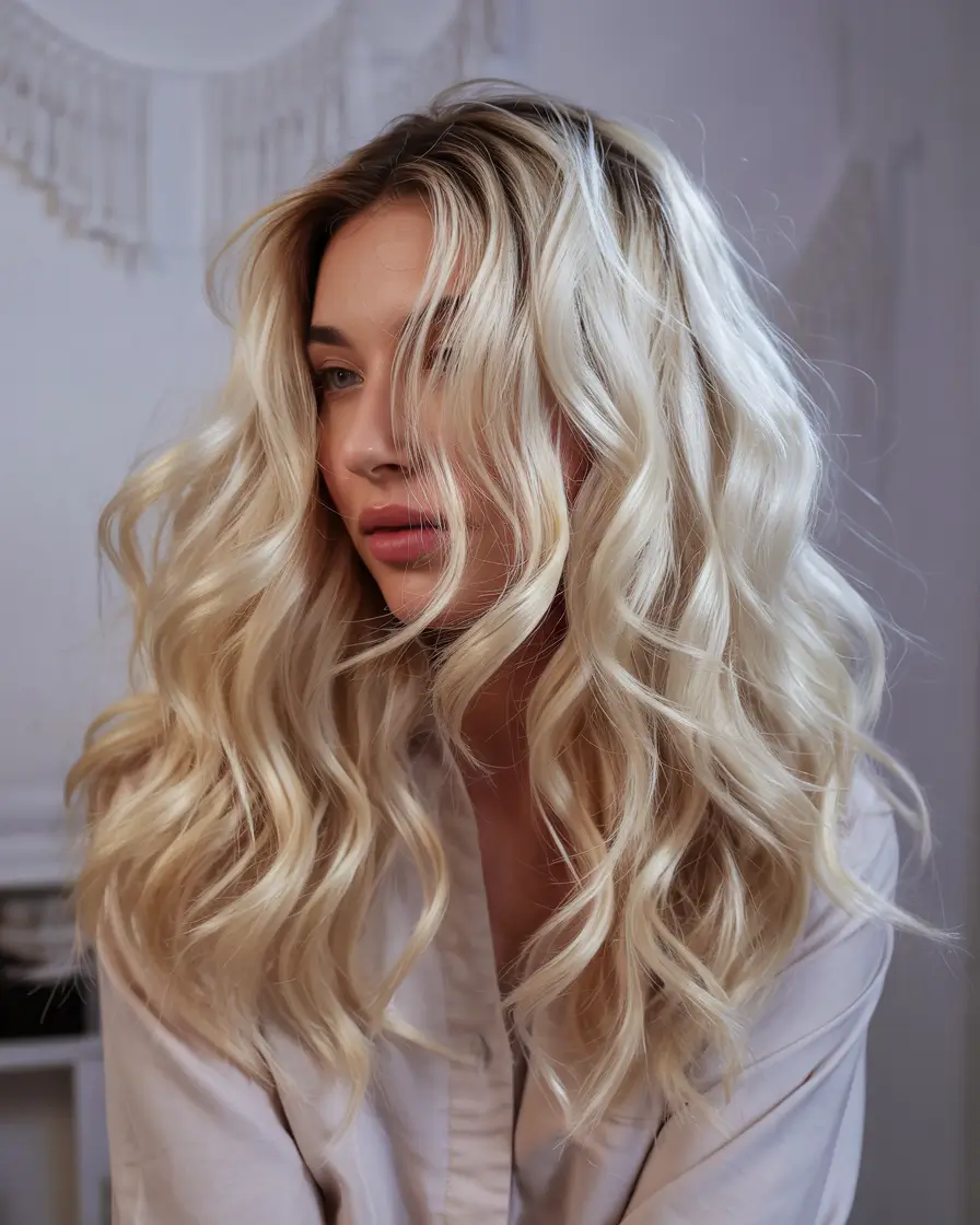 Fall Hair Color Ideas for Deep Skin+Candlelit Platinum with Vanilla Hints