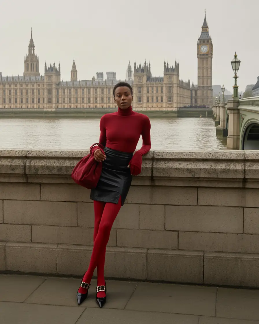 fall outfits for black women London Red: Bold Legs, Bolder Attitude