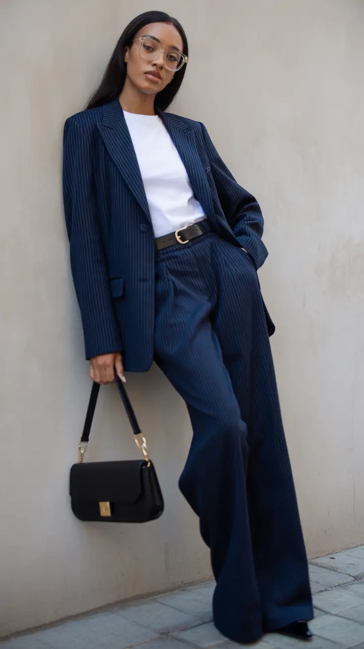 fall outfits for black women Pinstripe Power with Ease