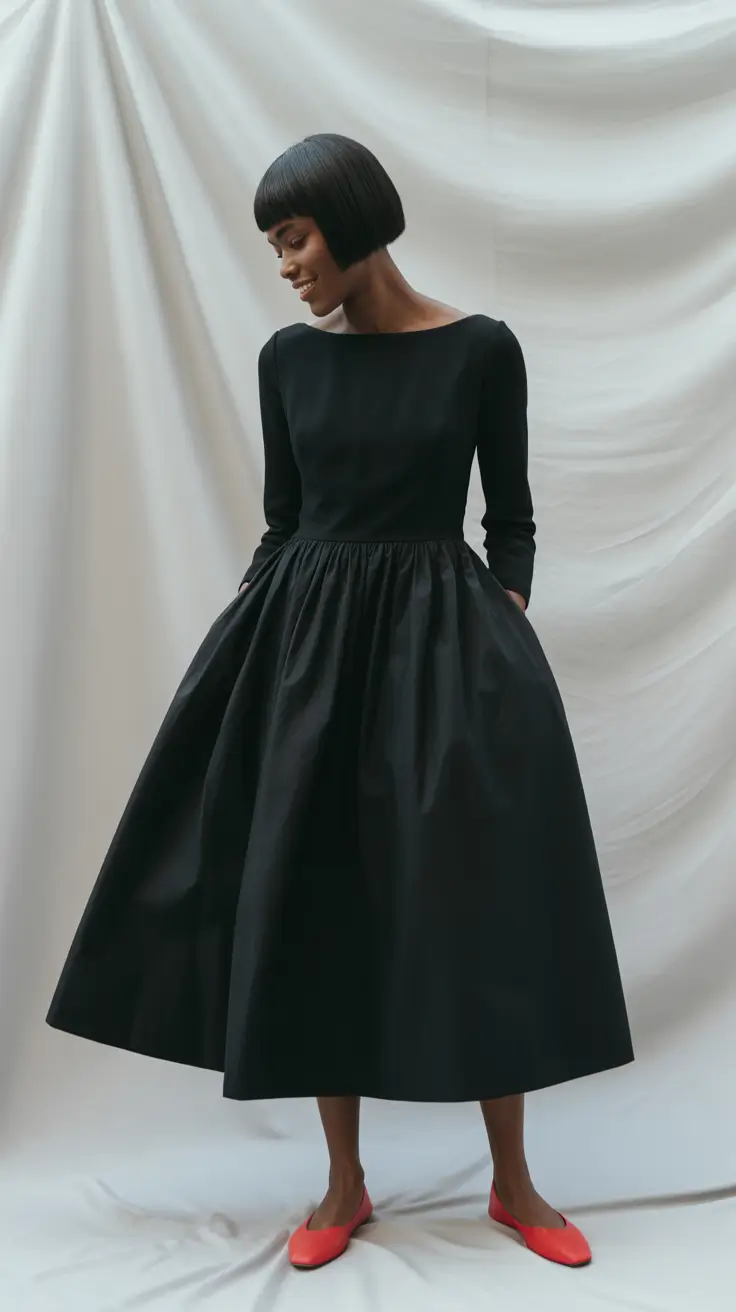 fall outfits for black women Modern Audrey in Black & Coral