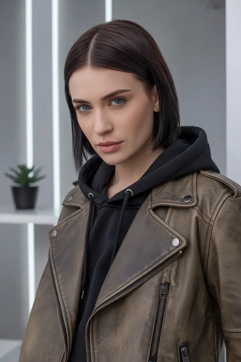 Fall brown hair color Minimalist Jaw-Length Cut for the Modern Brunette