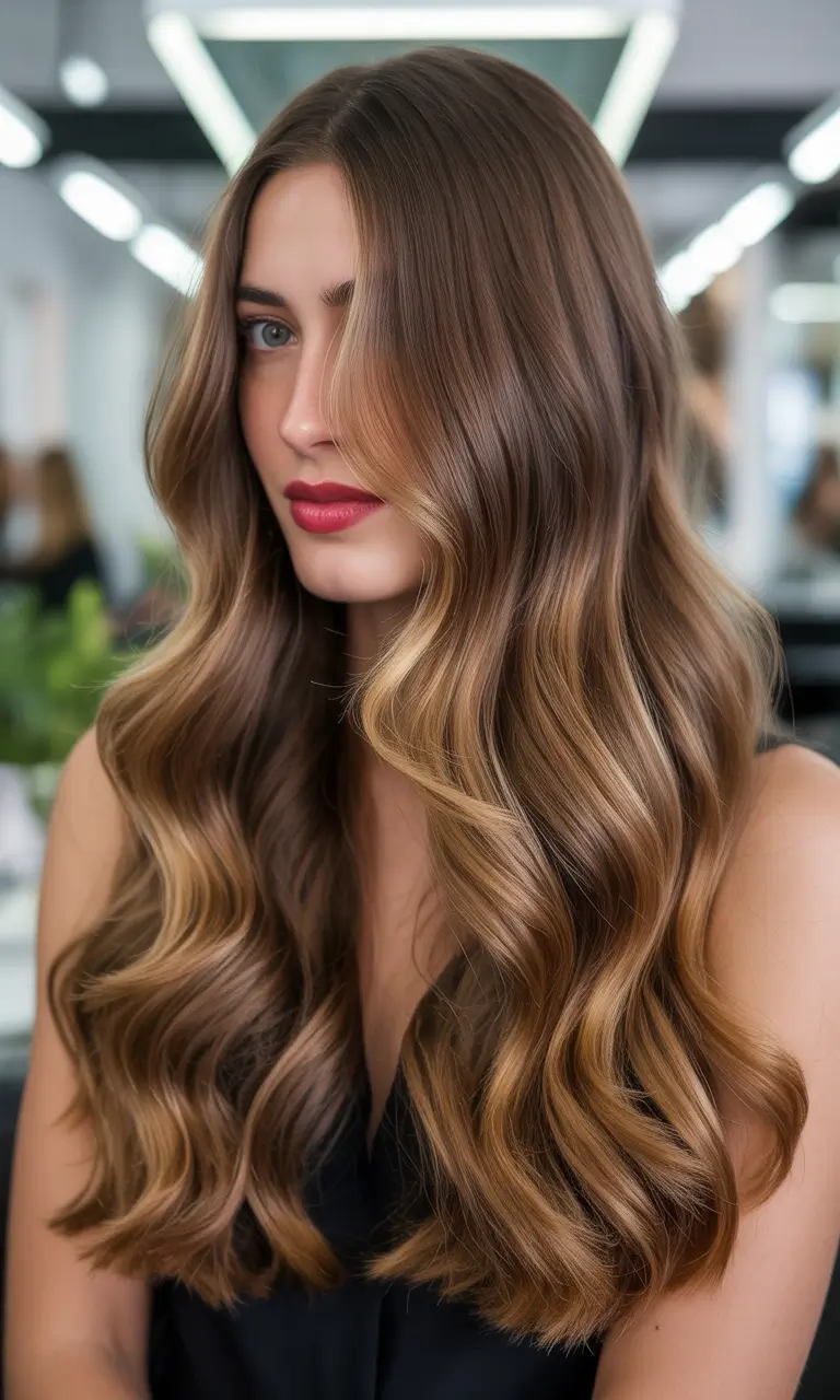 Fall brown hair color Golden Lush Blowout