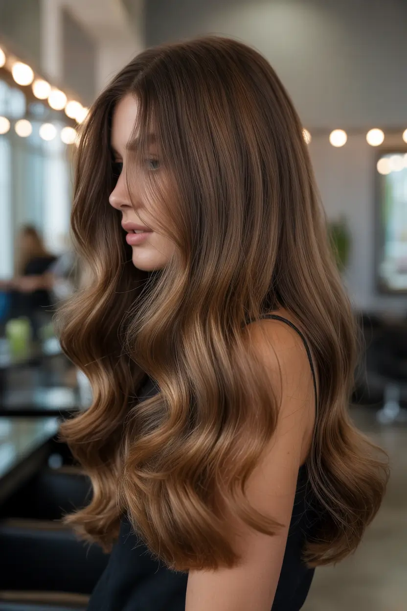 Fall brown hair color Golden Light Balayage Flow