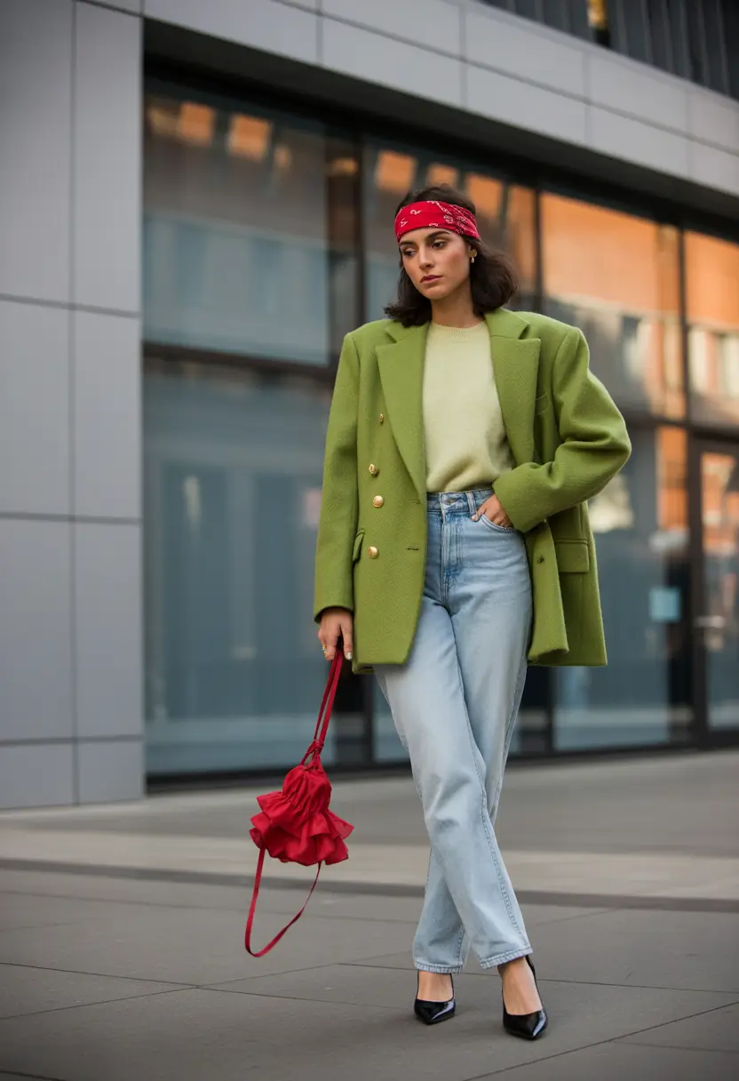 warm fall outfits Green & Grit: Color Blocking for the Bold