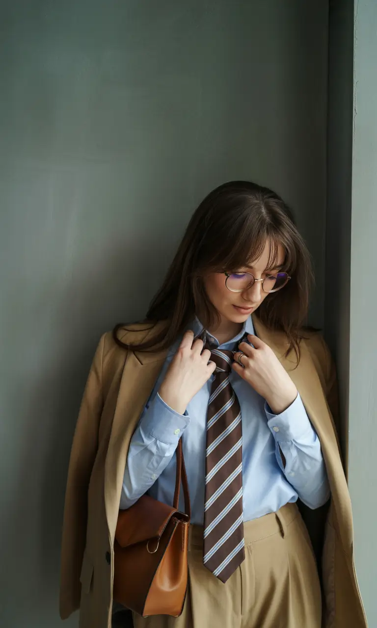 warm fall outfits Bookish Charm with a Tie Twist