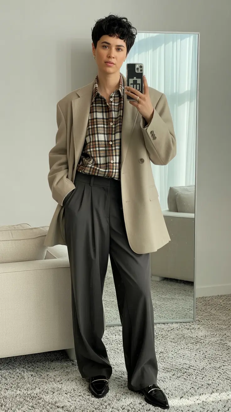 fall office outfits for women Plaid Layers for the Intellectual Rebel