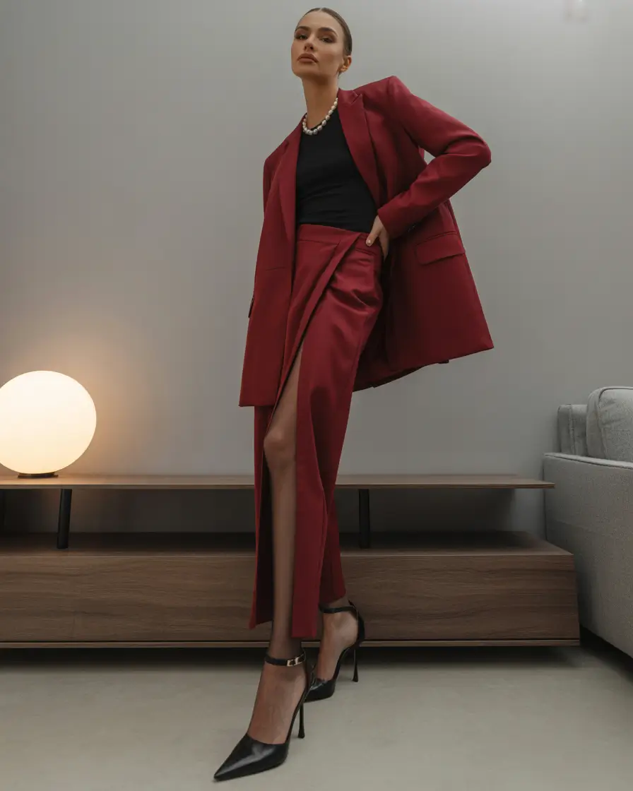 fall office outfits for women Burgundy Power with a Side of Sass
