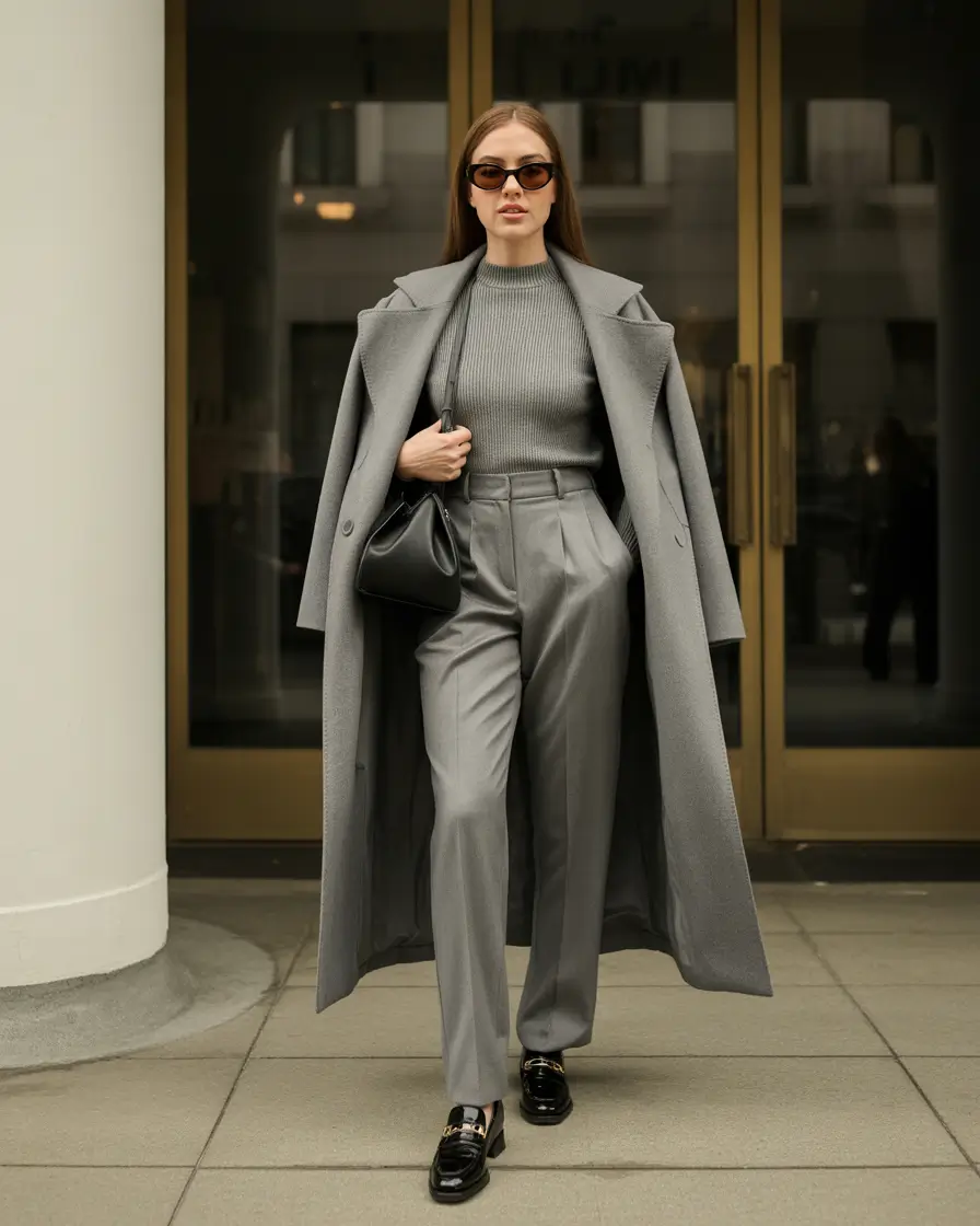 fall office outfits for women Power Layers in Stormy Tones