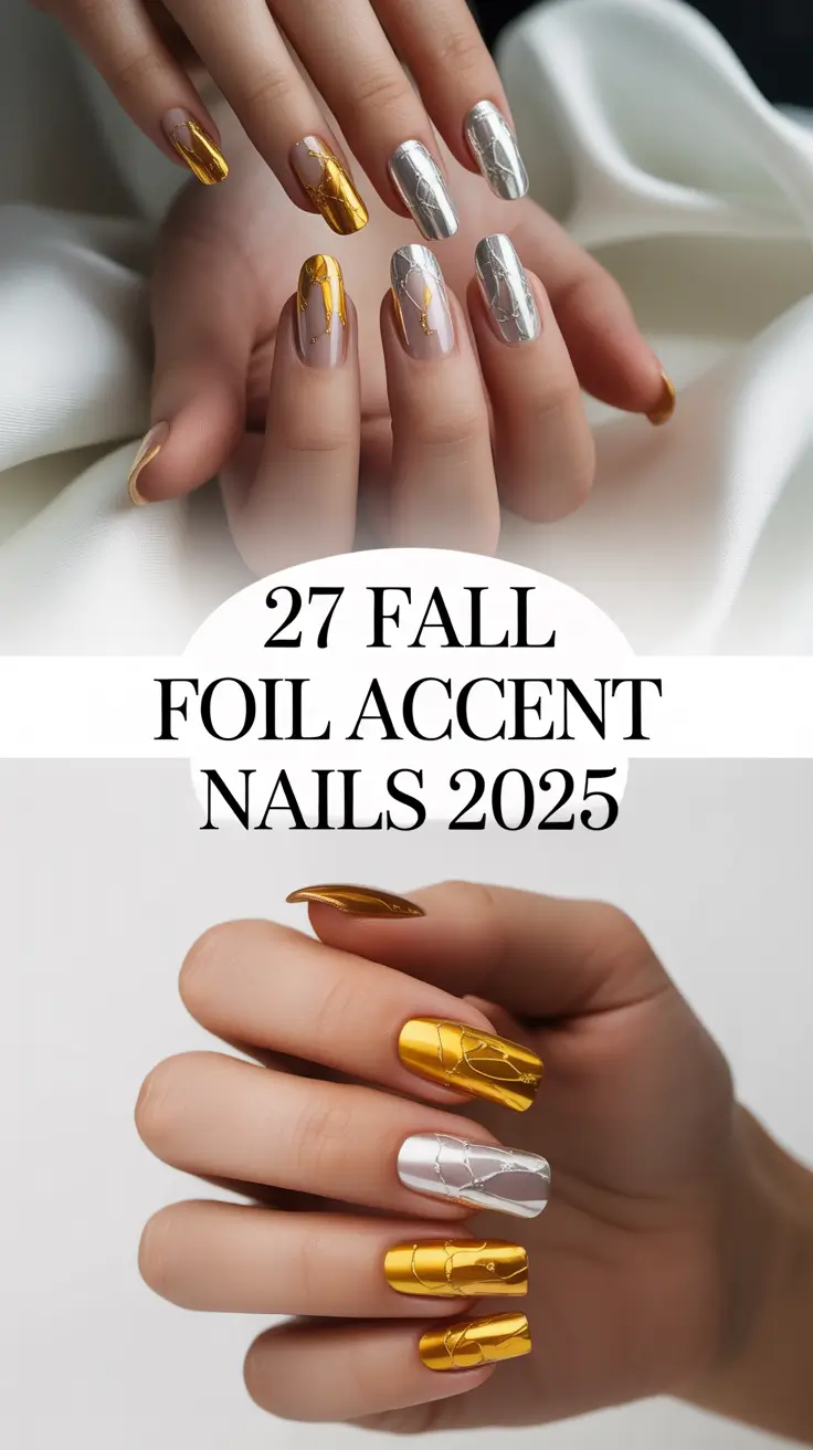 Fall Foil Accent Nails 2025: Chic Gold & Art Designs for Autumn