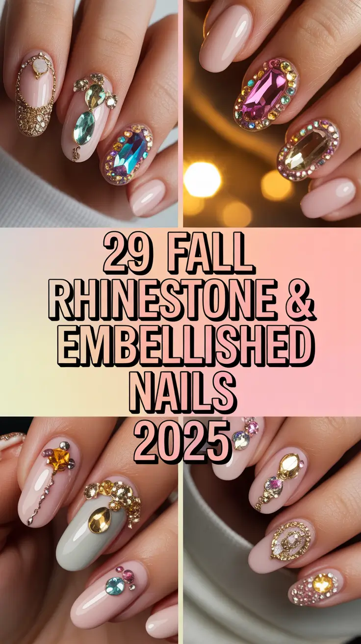 Fall Rhinestone & Embellished Nails 2025: Chic French Tip & Bling Design Ideas