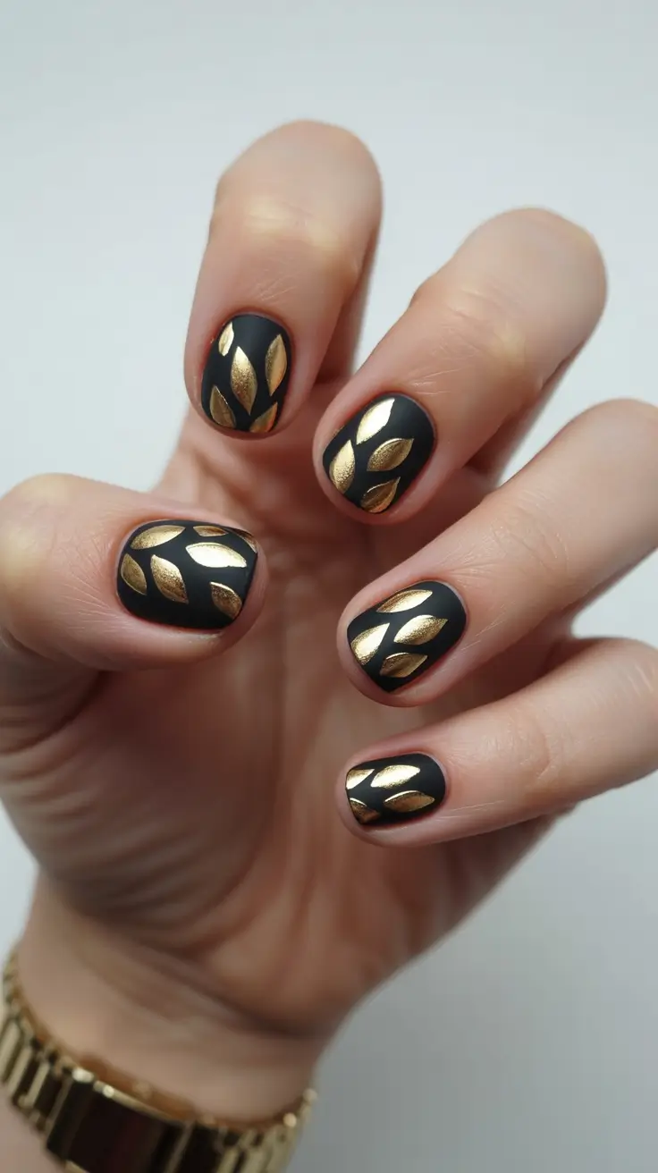 autumn nails color 2025 Golden Leaf Illusion