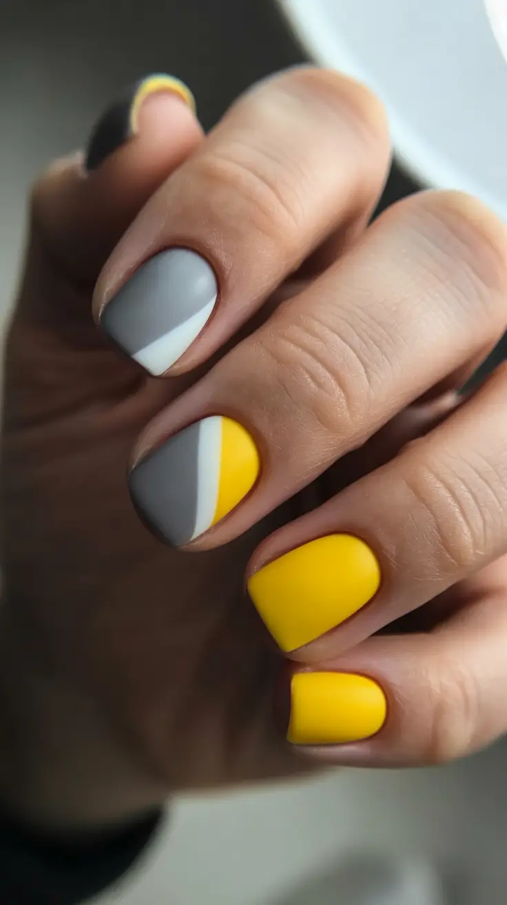 autumn nails color 2025 Sunset Contrast in Matte