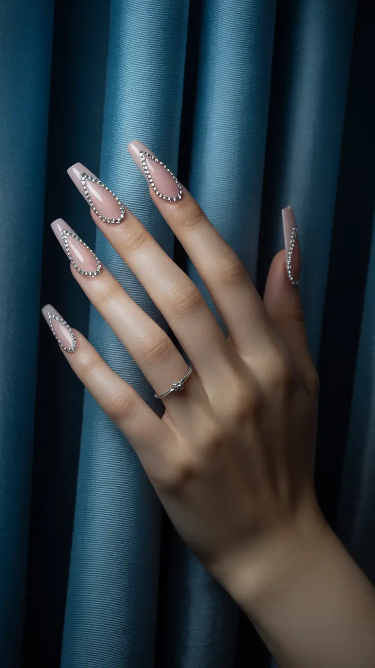 autumn nails color 2025 Crystal-Edged Glamour