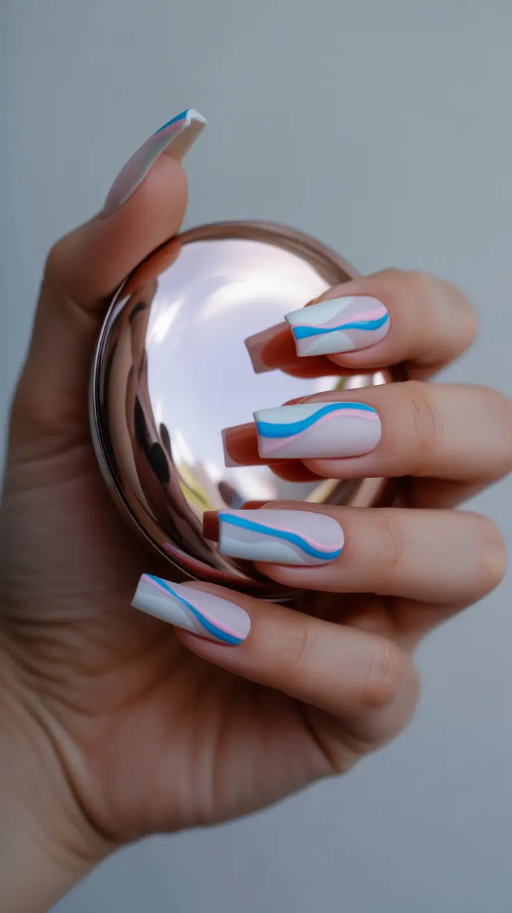autumn nails color 2025 Pastel Wave Statement