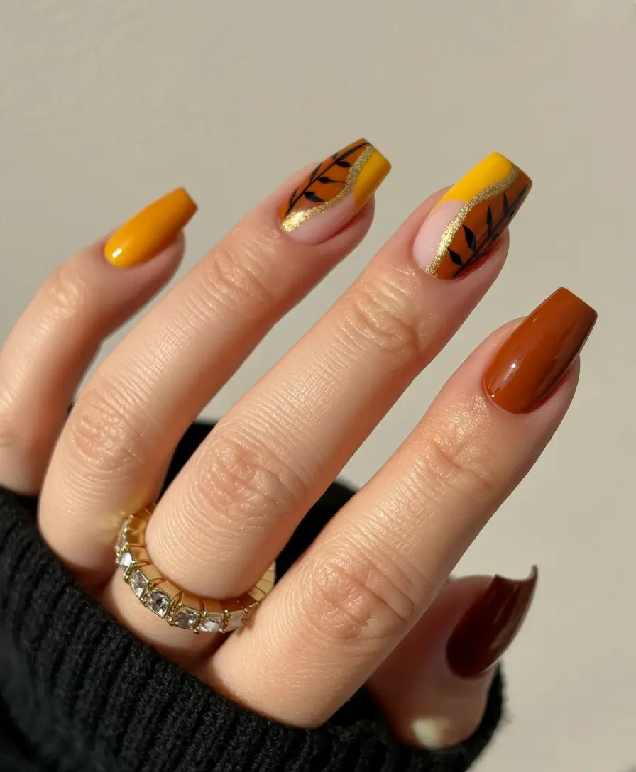 autumn nails color 2025 Golden Maple Edge