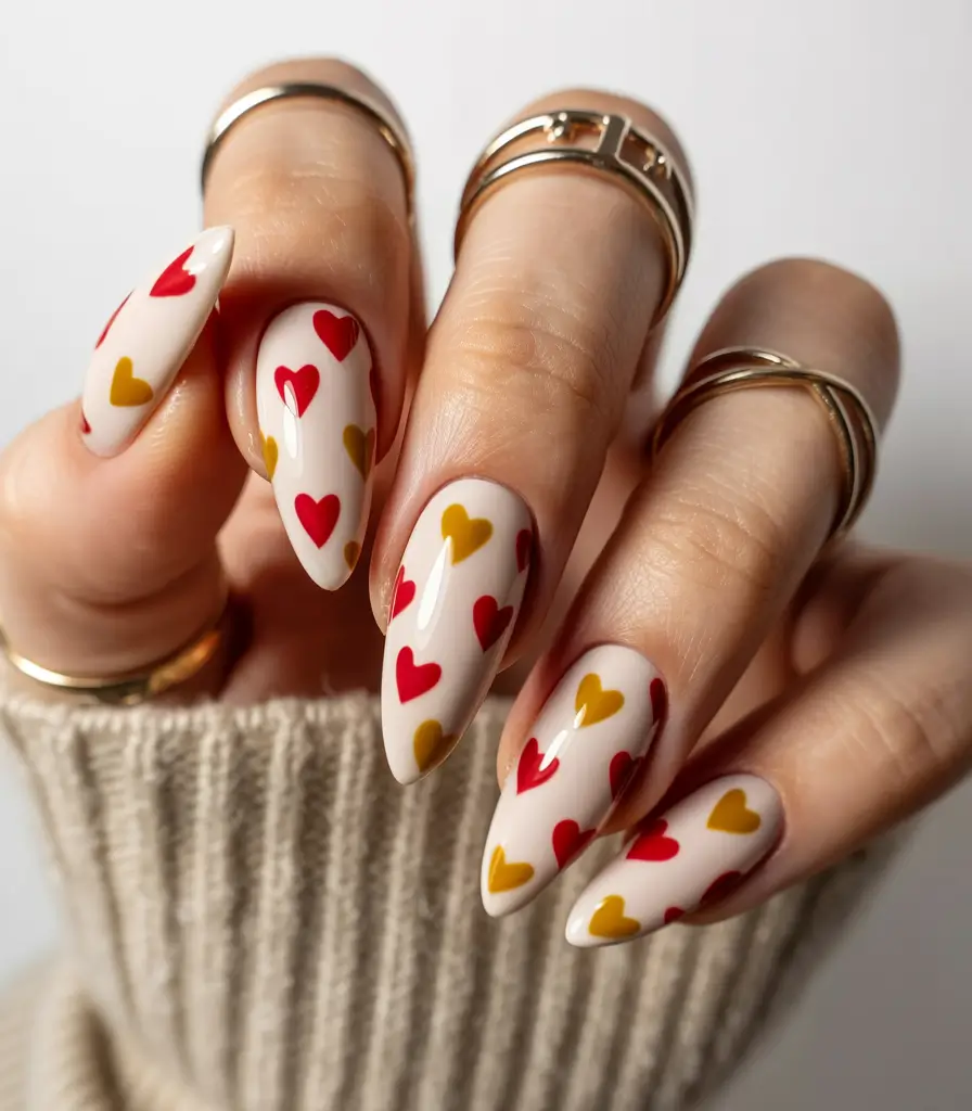 autumn nails color 2025 Autumn Heart Confetti