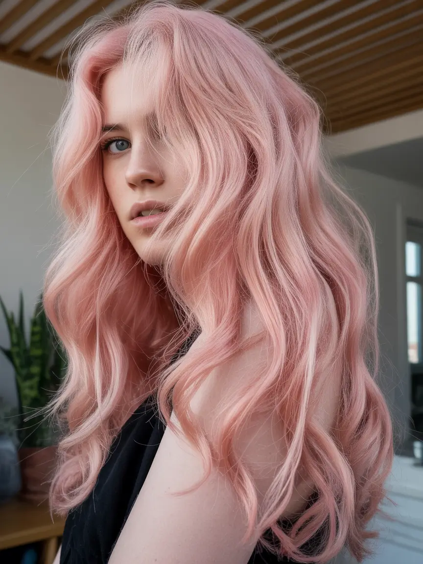 cute-fall-hair-colors-2025 Soft Petal Pink for Romantic Edge