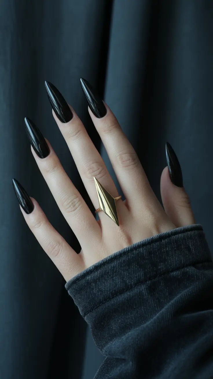 Cozy Fall Nails October 2025 Design Ideas Midnight Black Drama
