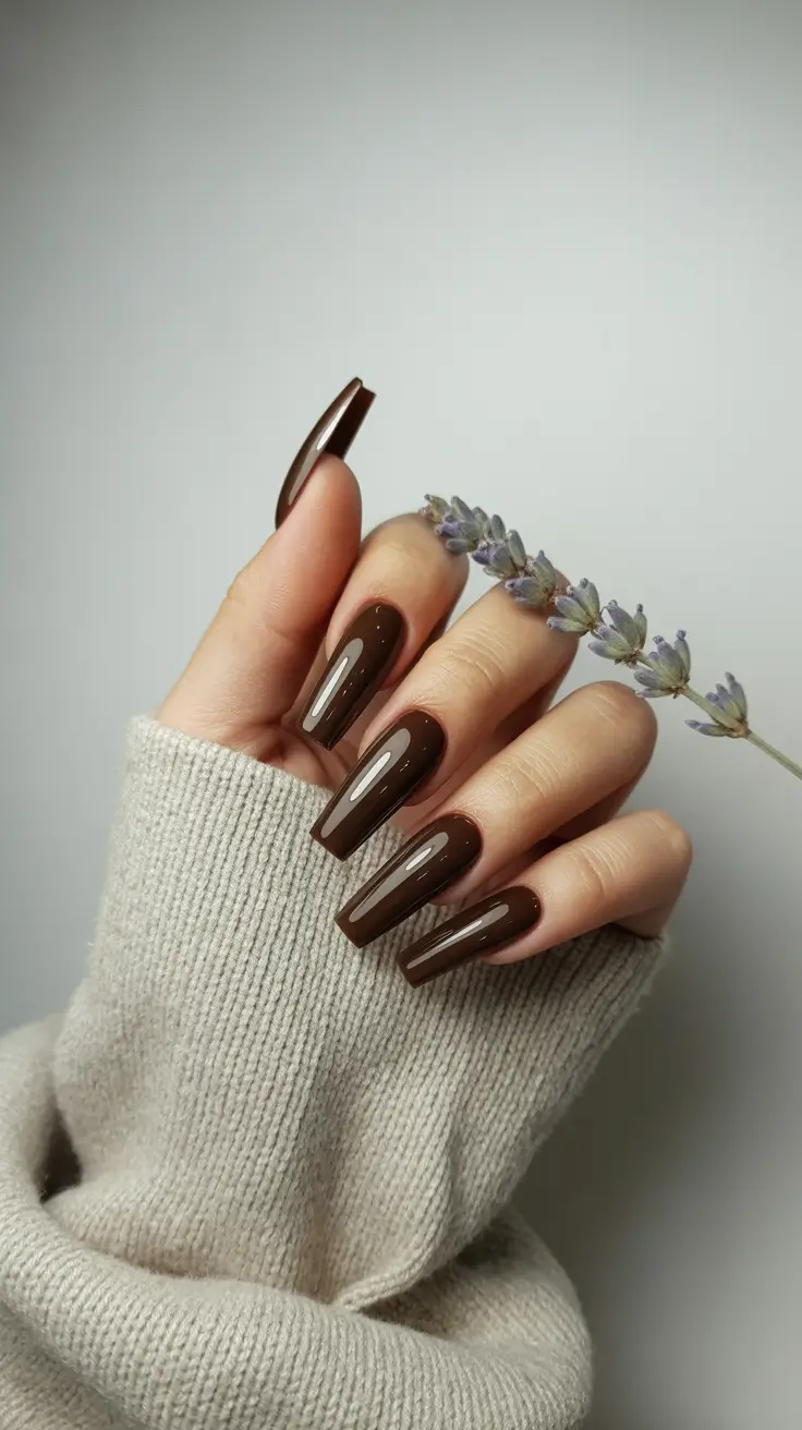 Cozy Fall Nails October 2025 Design Ideas Rich Espresso Gloss