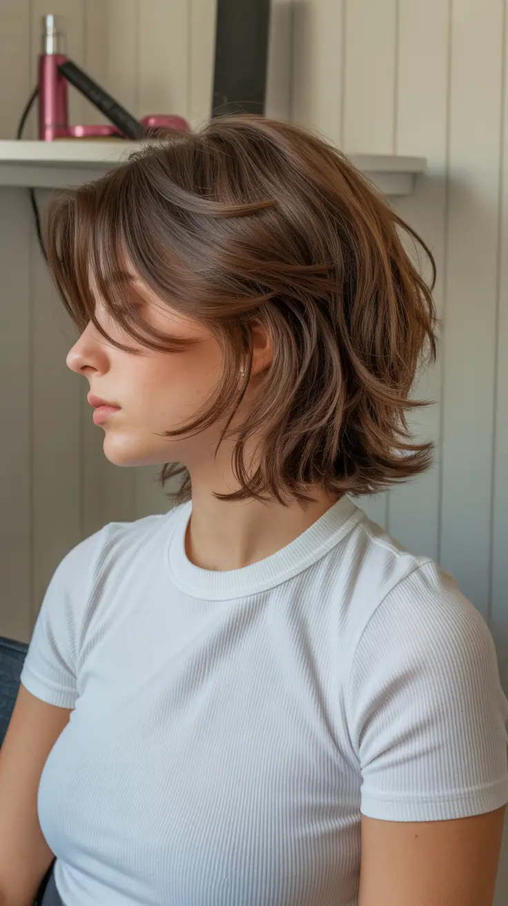 October hair color 2025 Textured Toffee Bob