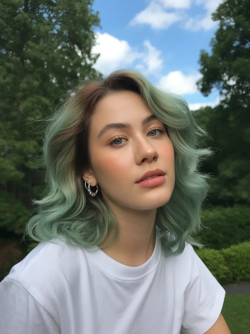October hair color 2025 Misty Green Waves