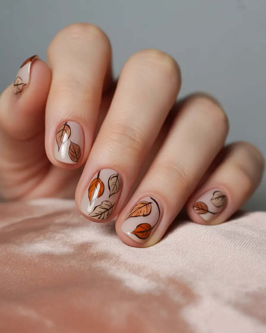 simple short Minimalist Autumn Leaves on a Sheer Base