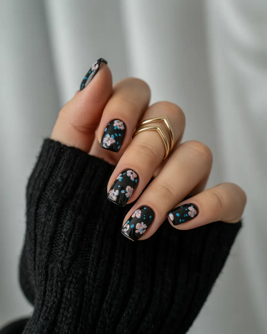 ideas coffin Dark Florals on Jet-Black Canvas