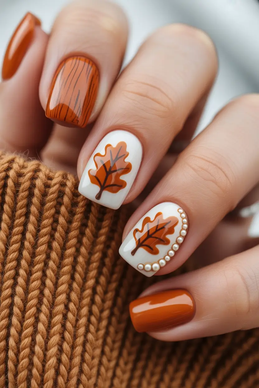 Maple Leaves and Autumn Pearls + cute and fun fall nails 2025