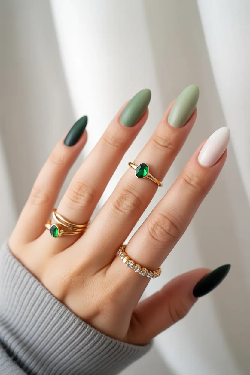 early fall nails ideas 2025 Sage & Stone Serenity