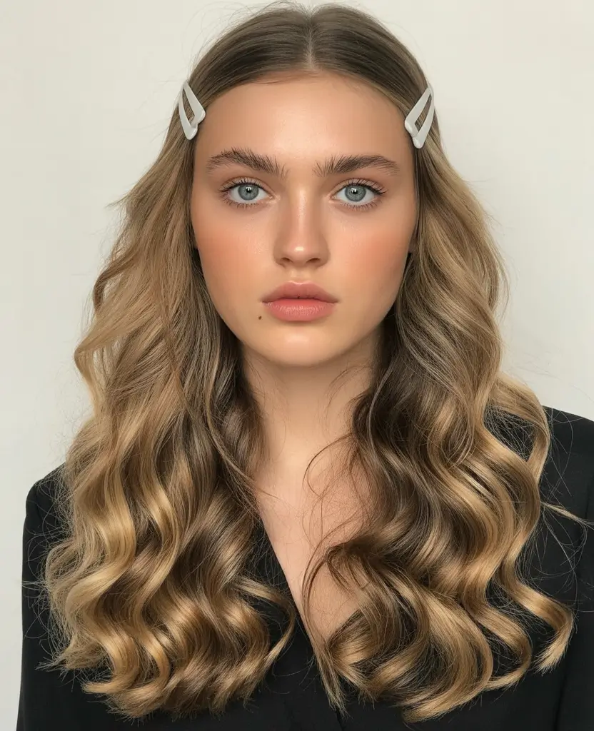 easy fall hairstyles 2025 Soft Waves with Minimalist Clips