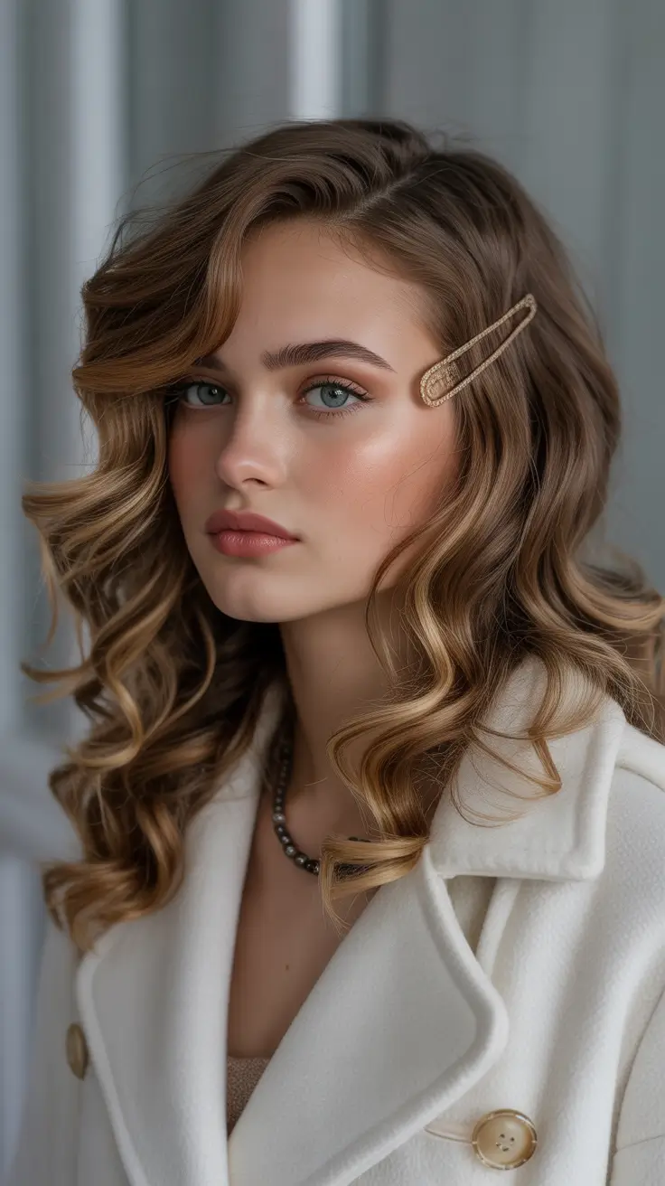 easy fall hairstyles 2025 Polished Curls with Side Clip