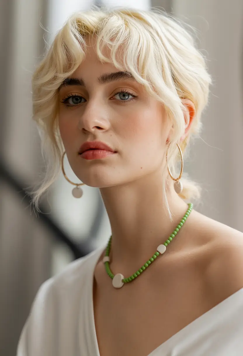 easy fall hairstyles 2025 Modern Blonde Shag with Bangs