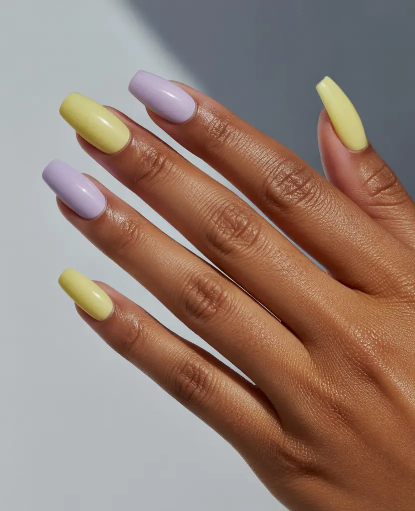Fall 2025 Nail Color Ideas for Women Over 50 Pastel Contrast Duo