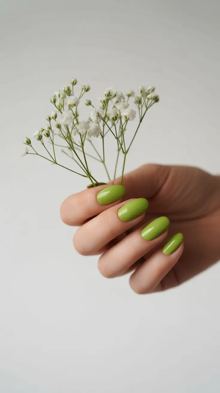 Fall 2025 Nail Color Ideas for Women Over 50 Vibrant Green Almonds