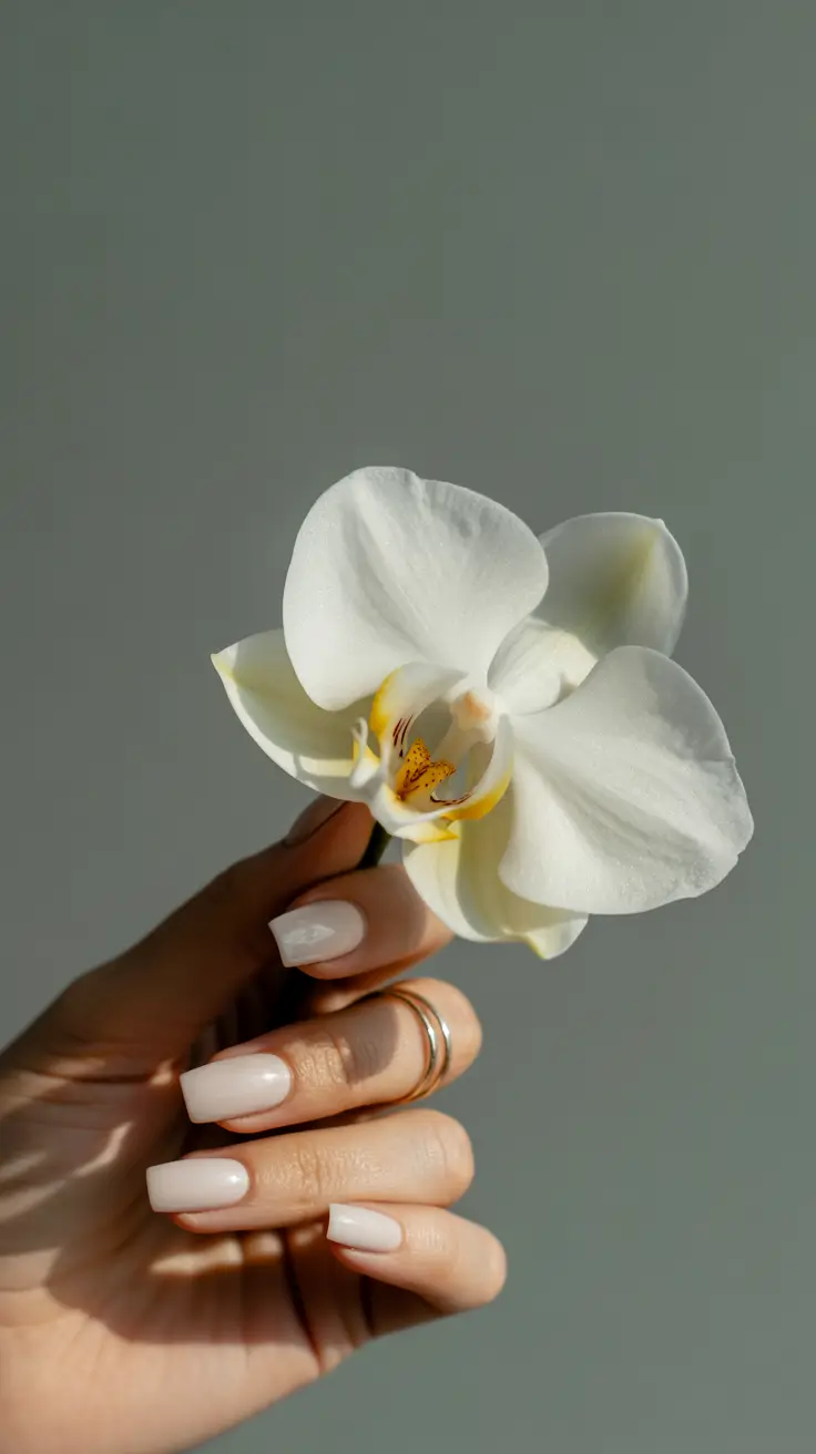 Fall 2025 Nail Color Ideas for Women Over 50 Ivory Gloss Minimalism