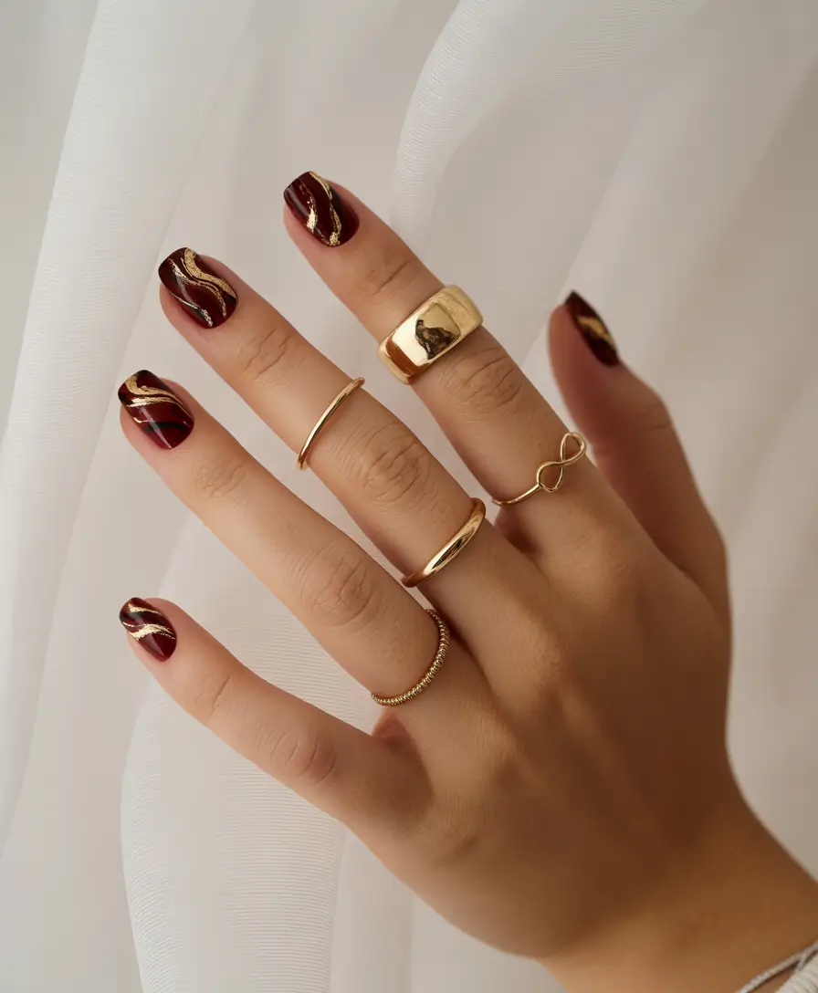 Fall 2025 Nail Color Ideas for Women Over 50 Golden Accents Drama